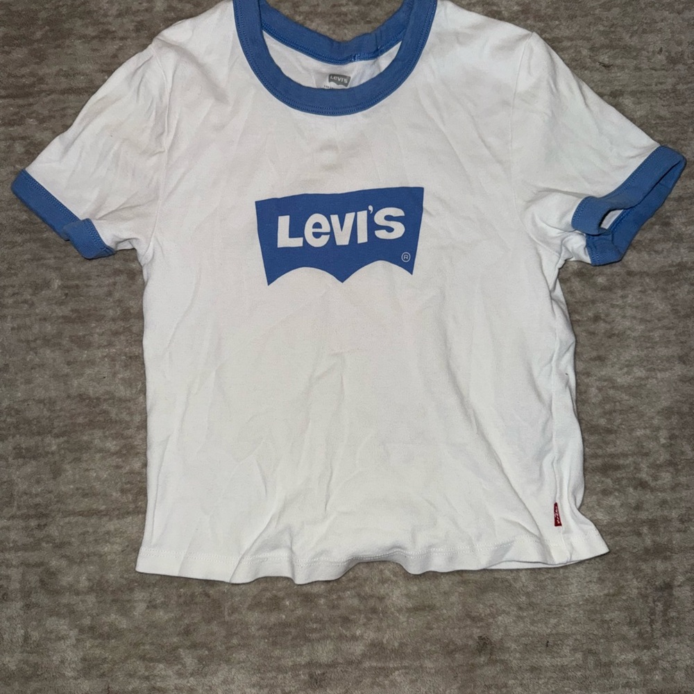 Levi's White and Blue Short Sleeve Tee